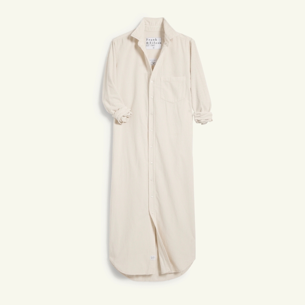 Frank & Eileen Rory Corduroy Long Dress Vintage White Size Large NWT